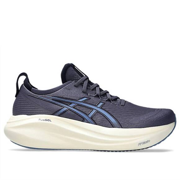 NEW ASICS men's gel-nimbus 27 running shoes in indigo fog/denim blue